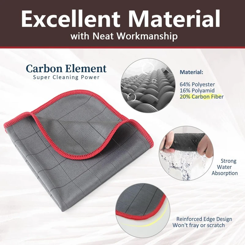 Carbon Microfiber Cleaning Cloth Lint Free Reusable Kitchen Dish Cloth Glass Window Polishing Streak Free Miracle Easy Clean Rag