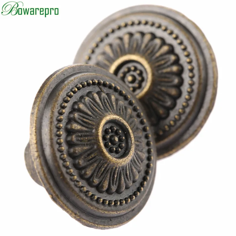 Vintage Kitchen Cabinet Drawer Single Hole Round Knobs Antique Bronze Ring Pulls Knob Handle for Furniture Cupboard Dresser Door