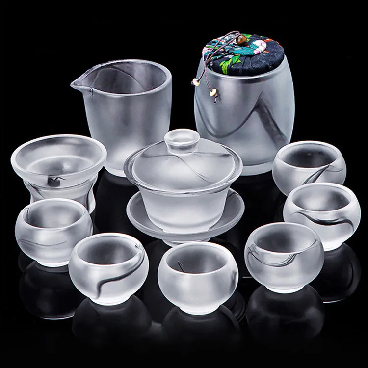 

Ink and wash glazed tea set household light luxury high-end teapot teacup kung fu