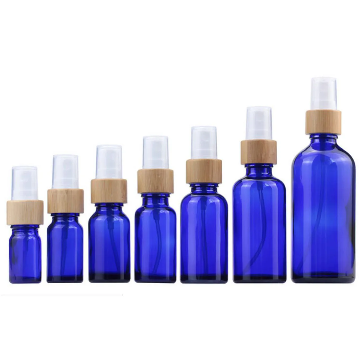 5X10X Empty Glass Spray Bottles Fine Mist Sprayer Natural Bamboo Wooden Atomizer for Perfume Oil 5/10/15/20/30/50/100ml Refill