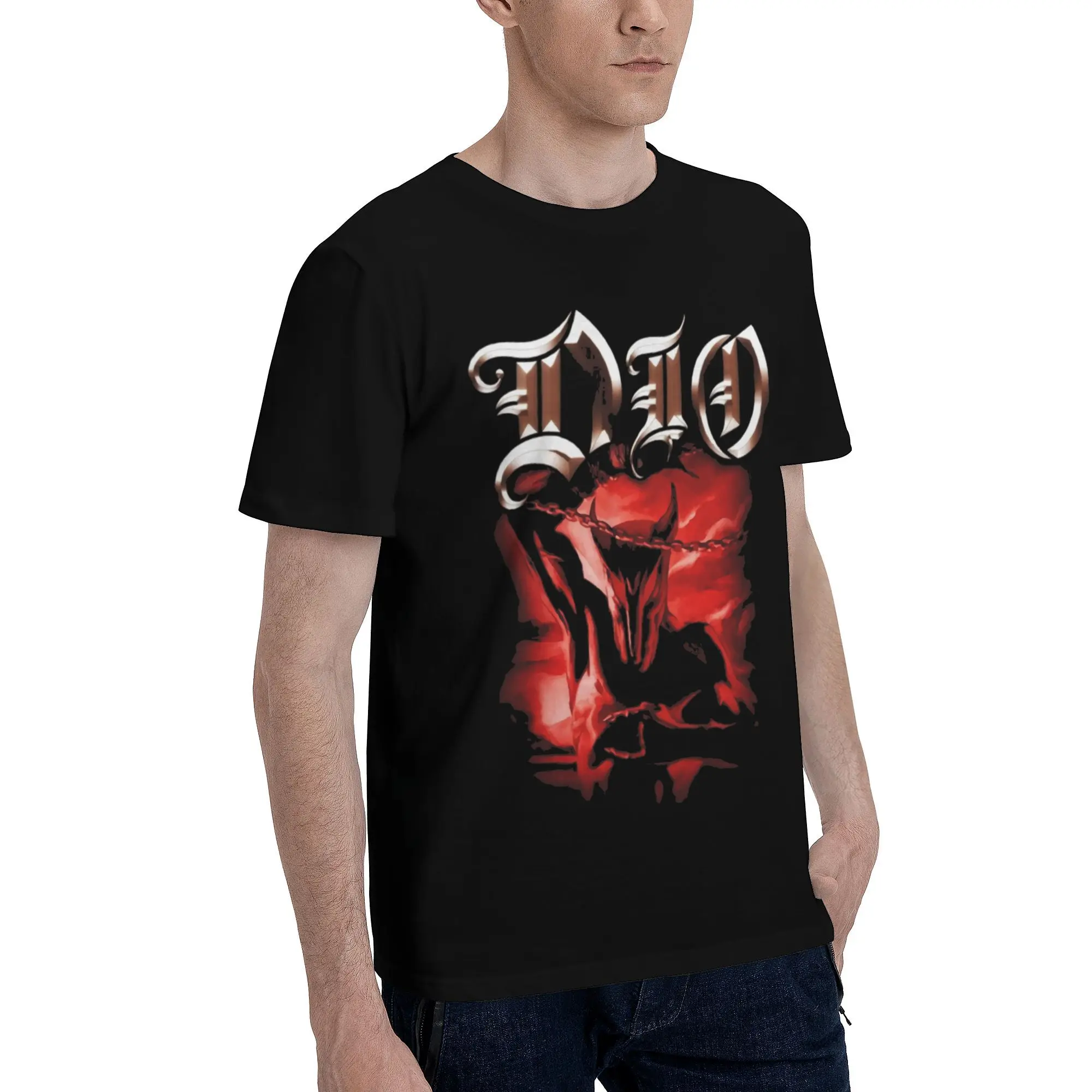 Custom Dios Rock Band T Shirts Men Pure Cotton Tee Tops Heavy Metal Tshirt Short  Sleeve Fashion T-shirt Clothes