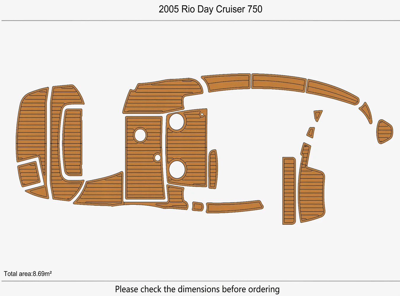 2005 ريو داي 750 كروزر 1/4 "6 مللي متر إيفا رغوة عدم الانزلاق بولي كلوريد الفينيل خشب الساج التزيين البحرية حصيرة سيديك أكوا السجاد الطابق البحري #2