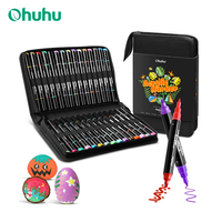 Ohuhu 30 Colors Acrylic Paint Pens Dual Tips Acrylic Markers High Opacity Paint Markers Waterproof Lightfast for Rock Painting