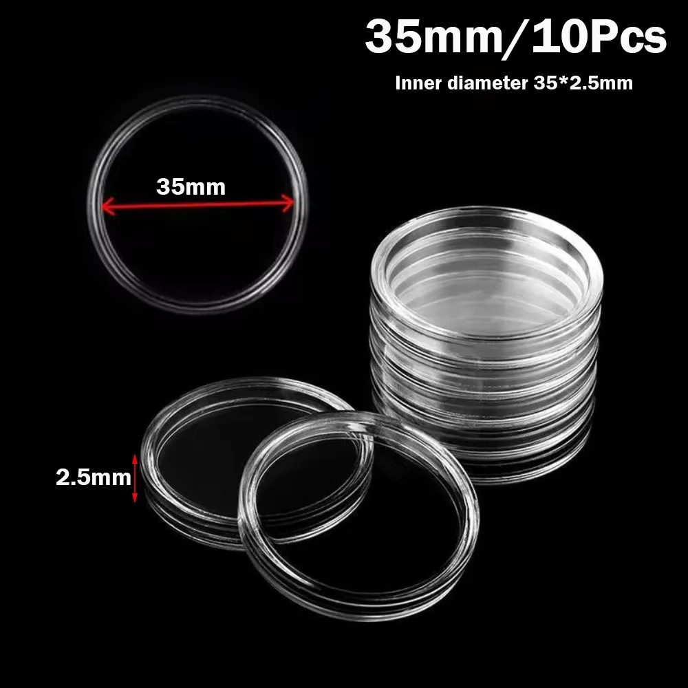 10PCS Klar Kunststoff Coinning Kapseln Acryl Münze Kapsel Münzfach Coinning Fällen Halter Schutz Coinning Lagerung Box