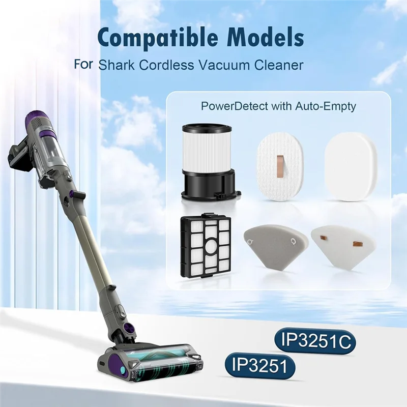 

ABKD HEPA Filters For Shark Powerdetect With Auto-Empty Cordless Vacuum IP3251 IP3251C Replacement Filter Set