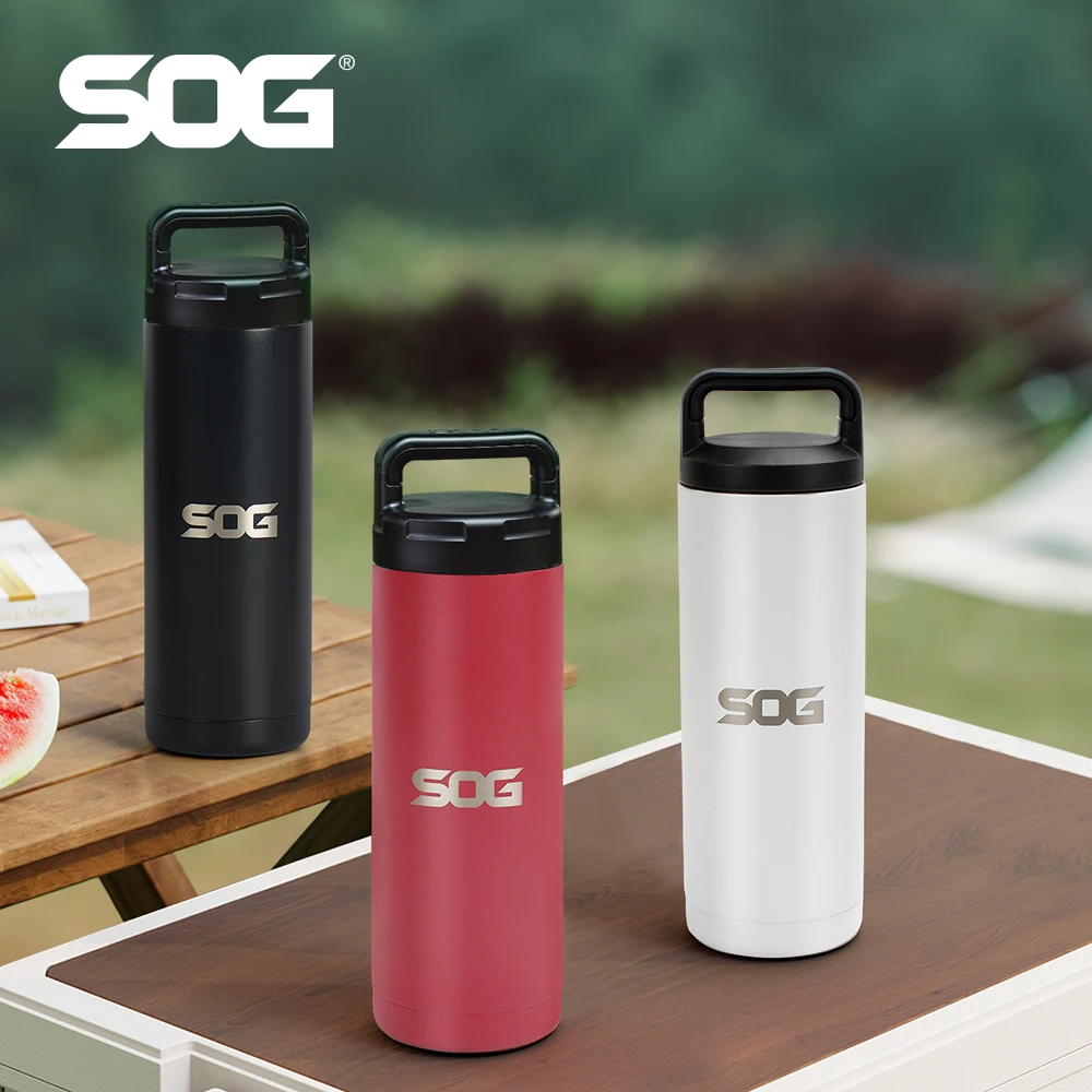 

SOG 18oz/530ml Portable thermal Water Bottle – Vacuum Insulated Stainless Steel Gym water bottle, Leakproof for Camping, Sports,