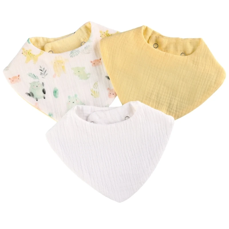 3ชิ้น/เซ็ตStylish & Practical Baby Drool Bibsผ้าพันคอเด็กBreathable Bibsผ้ากันเปื้อนเด็กปรับSnapsทารกแรกเกิดชุดของขวัญ