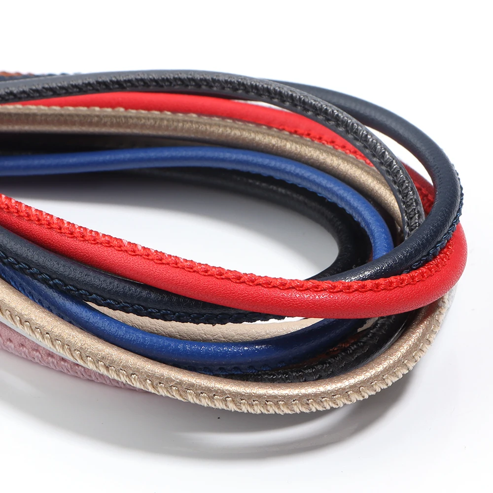5 Yard/lot 3mm Colorful Sheepskin Round Leather Cord for DIY Bracelets Necklace Jewelry Making Findings Women\'s Belt Accessories