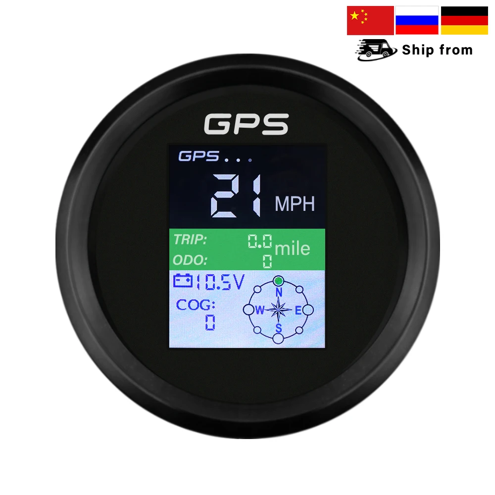 

Digital 85mm GPS Speedometer Km/h MPH Knots Total Mileage Adjustable Trip COG with GPS Antenna Voltage 9-32V for Car Boat