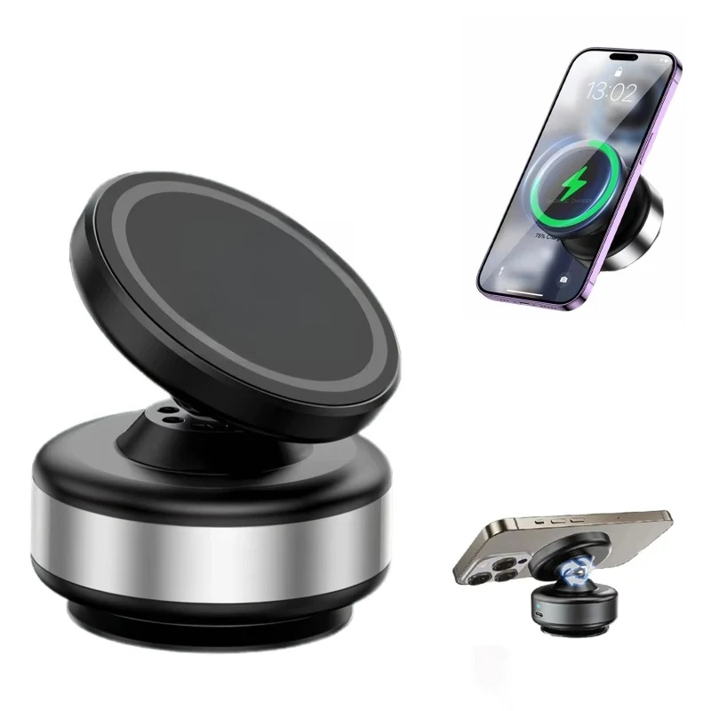 Car Wireless Charging Vacuum Phone Holder 360° Rotating for All Magnetic Function Phones