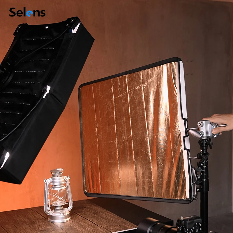 Selens Stainless Steel Flag Panel Frame Scrim Flag Kit Light Control Reflector Diffuser Cloth for C-Stand Photo Studio Video