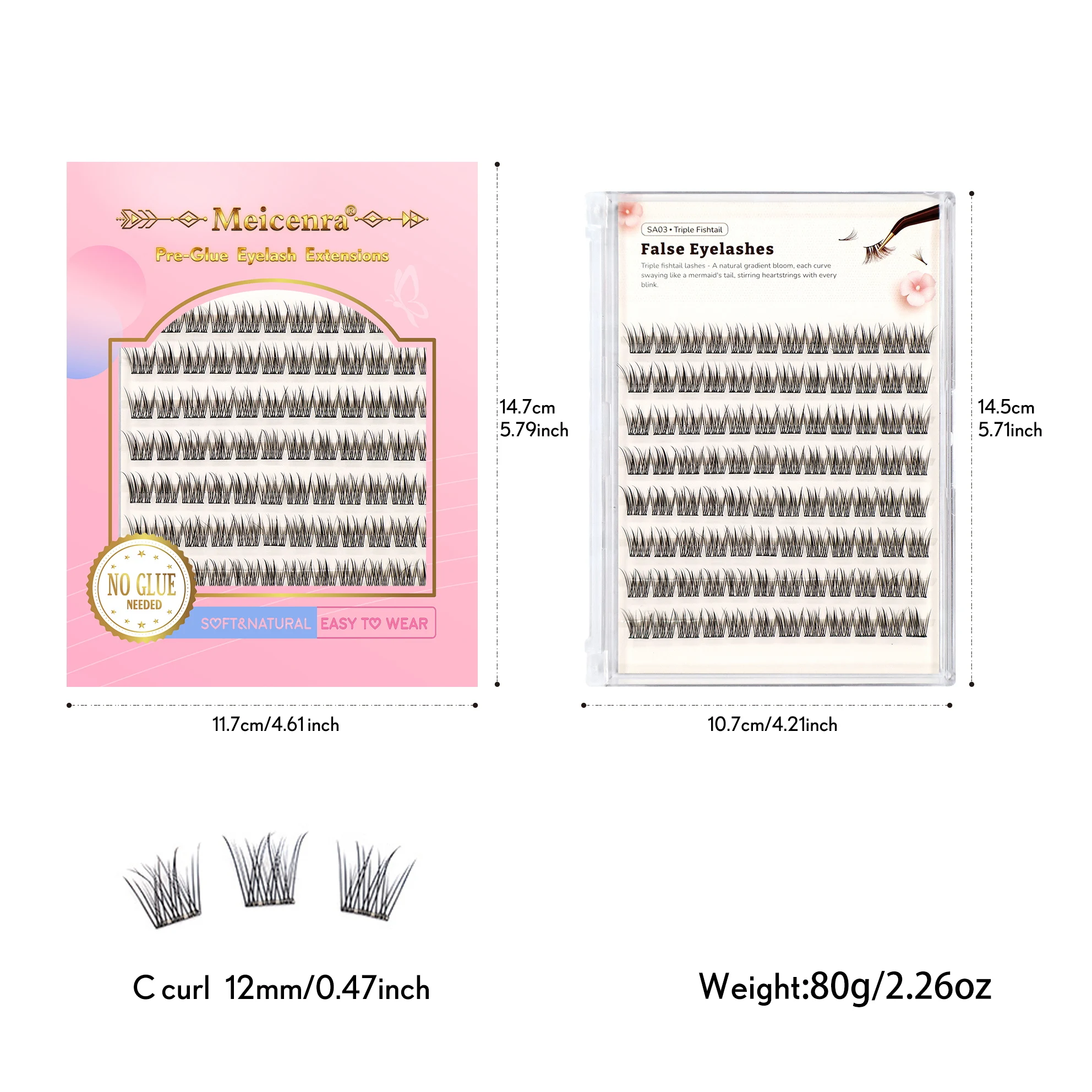 เครื่องมือแต่งหน้าแบบคลัสเตอร์ขนตาแบบมีกาวในตัว