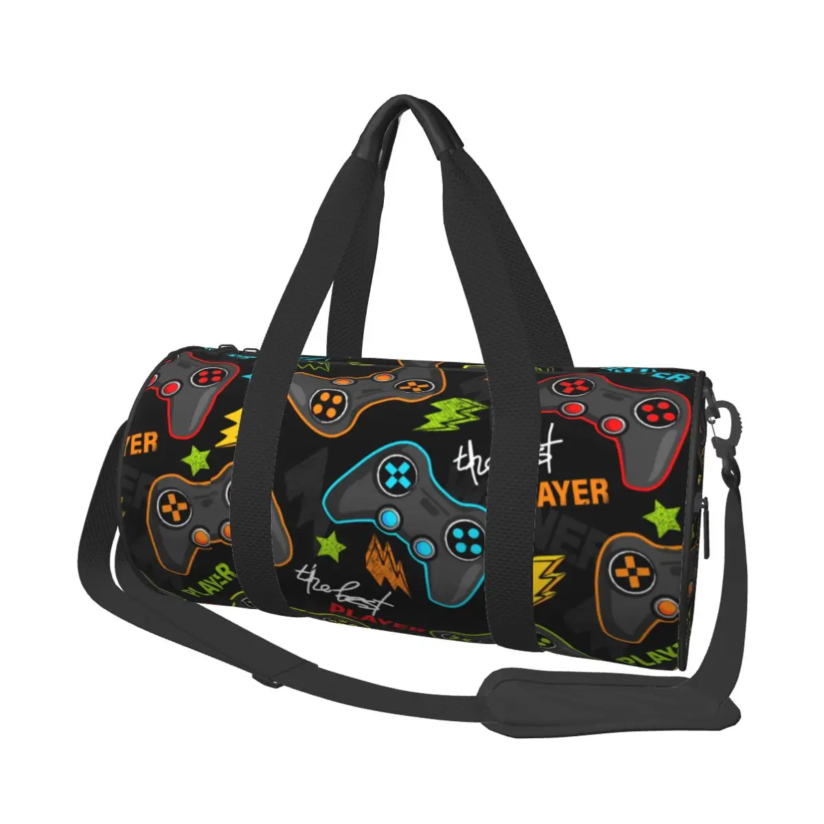 Abstract Colorful Joystick Sport Bags Game Cool with Shoes Gym Bag Outdoor Men Printed Handbag Luggage Funny Fitness Bag