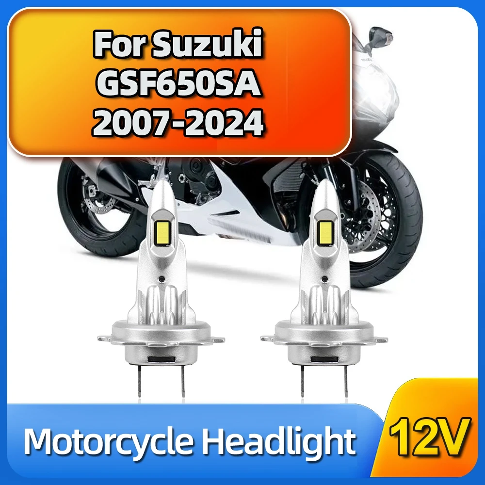 Motorcycle Headlight H7 LED MOTO White Bulb 12V 100W For Suzuki GSF650SA 2007 2008 2009 2010 2011 2012 2013 2014 2015 2016- 2024