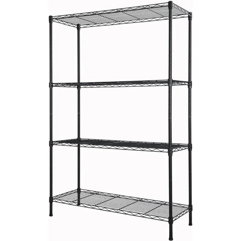 

4-Shelf Adjustable Heavy Duty Storage Shelving Unit, Metal Organizer Wire Rack for Laundry Bathroom Kitchen Pantry Closet, Black