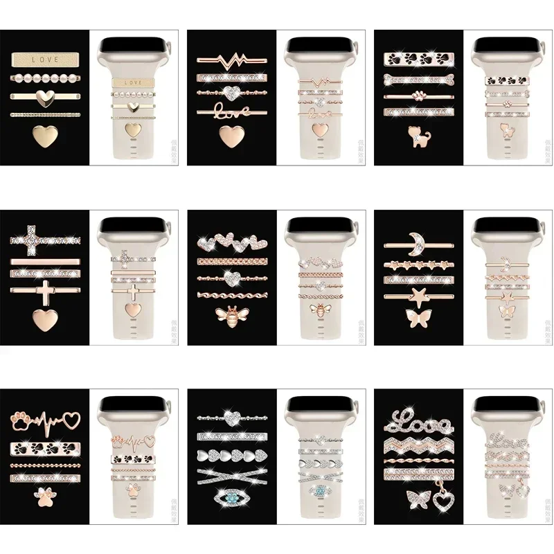 الديكور لساعة أبل الترا 2 الفرقة 10 9 8 7 الماس مجوهرات Charms اكسسوارات سامسونج/هواوي حزام ساعة اليد 20/22 مللي متر سوار #6