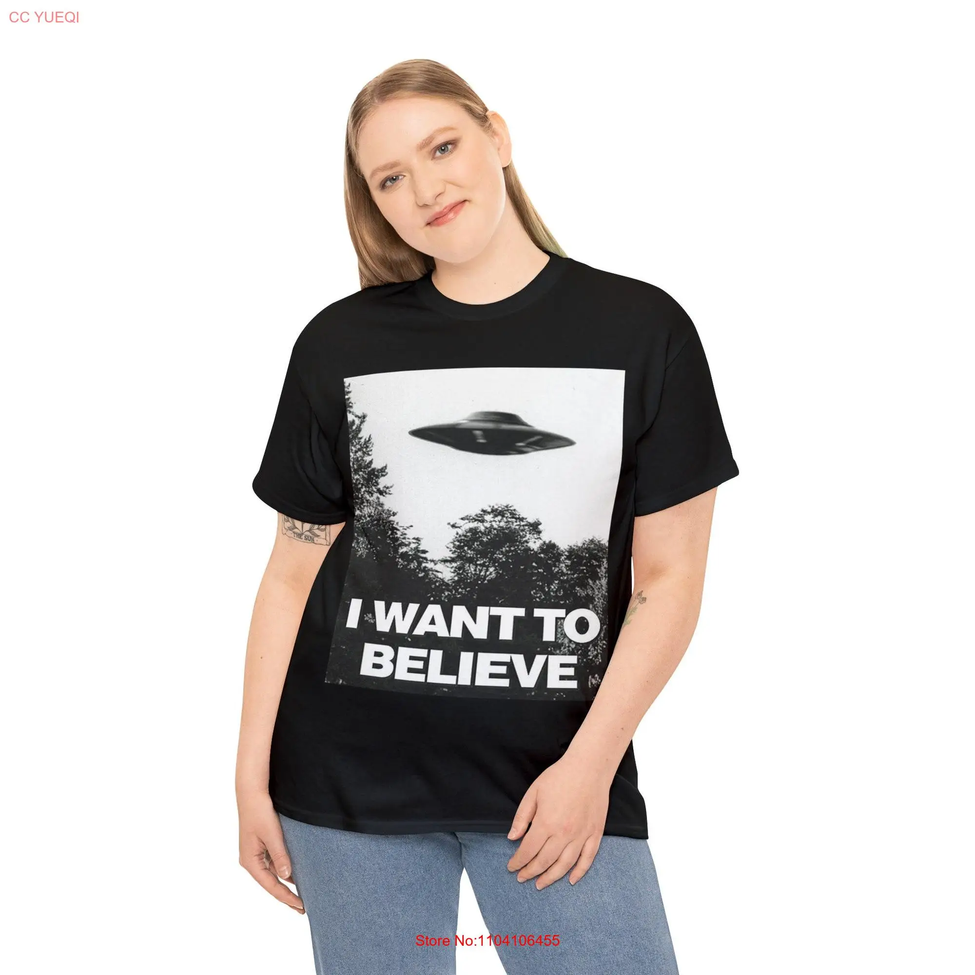 UFO I want to believe T Shirt DTG Printing long or short sleeves