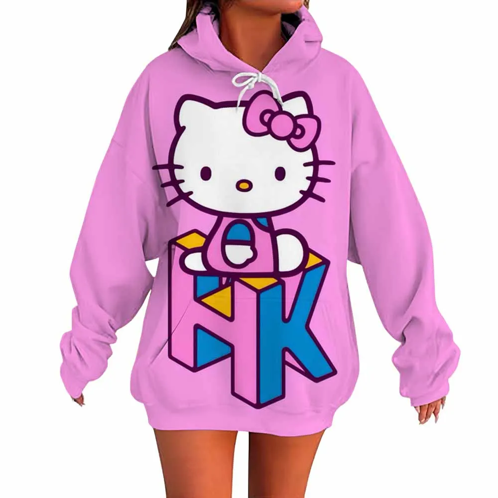 Coulomi Hello Kitty 3D Hoodie Sweatshirt Woman Clothing Harajuku Long Sleeve Hooded Pullover Sweatshirts Sport Hoodies