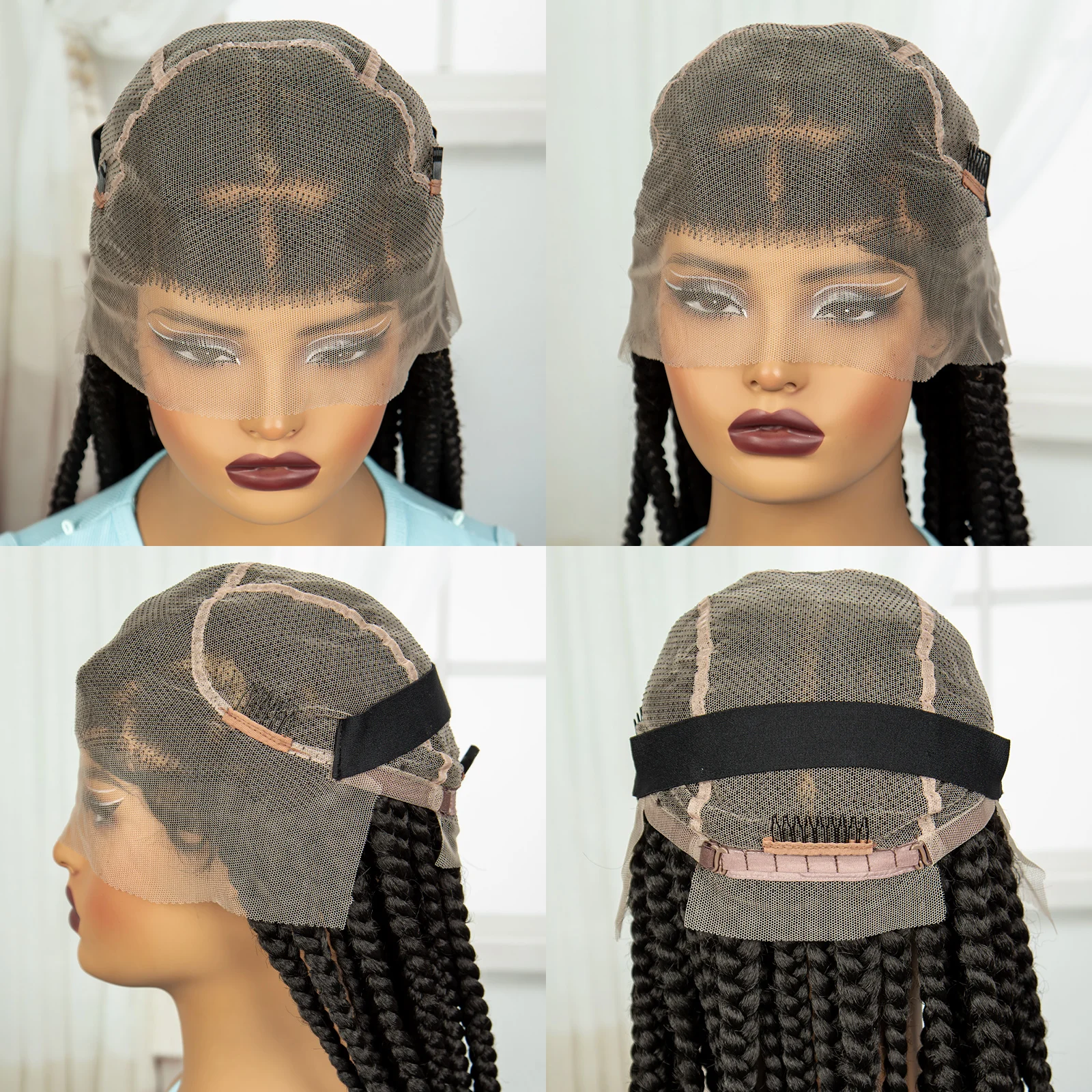 36inch Full Lace Braided Wigs Synthetic Knotless Box Braided Lace Wig For Black Women Lace Frontal Braids Wig with Baby Hair