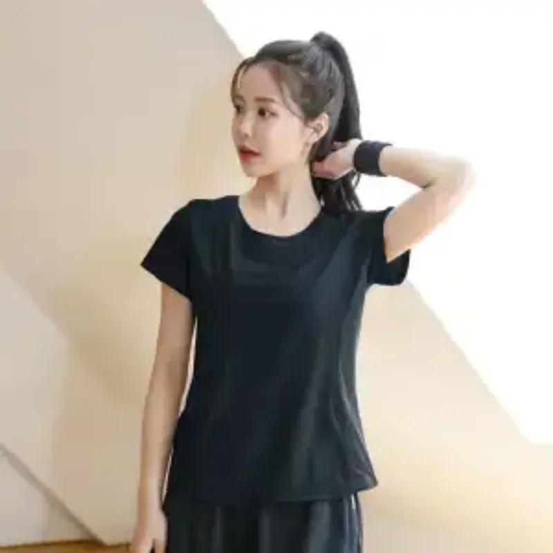 Yoga Clothes for Women Summer Sports Tops Gym Running T-shirts Loose Mesh Breathable and Quick-drying