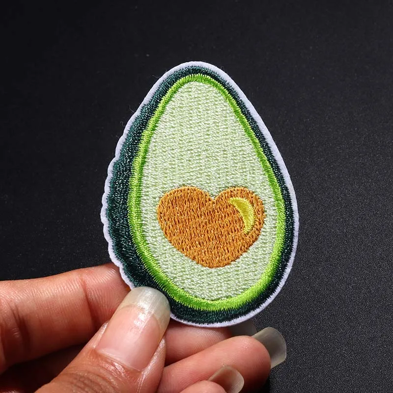 avocado Size:5*3.7cm Embroidered Patch Iron on Sewing Applique Cute Patch Fabric Clothes Shoes Bag DIY Decoration