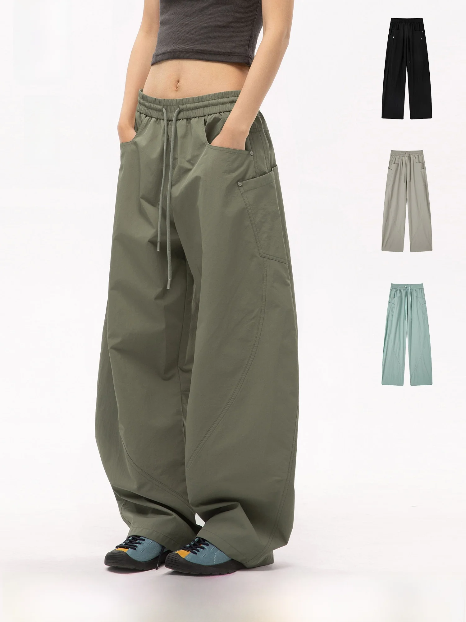 

Брюки OWOX High Street свободного кроя с множеством карманов, широкие, с асимметричным разрезом, удлиненные, прямого кроя, с дизайнерским акцентом