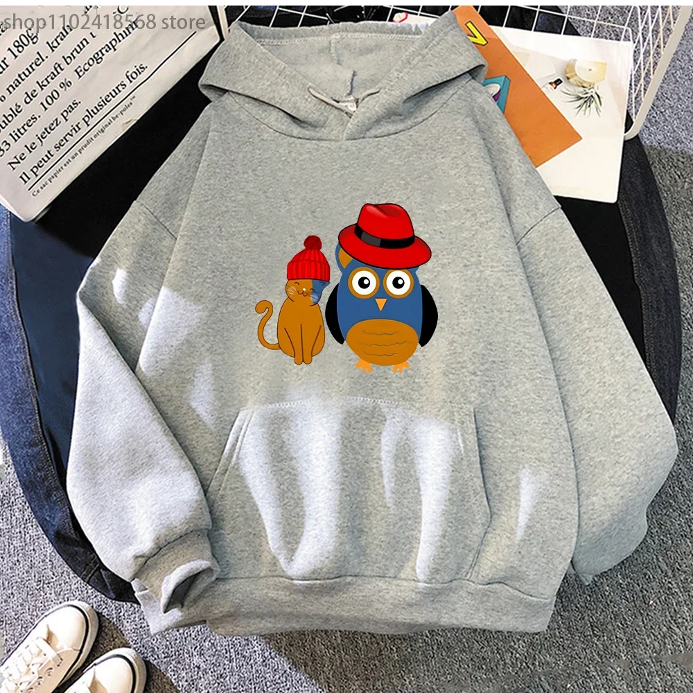 سترة رجالية لطيفة على شكل قطة وبومة بغطاء للرأس على شكل حيوانات كرتونية سترة سوداديرا كاواي Y2k ملابس نسائية بلوفرات Kpop #5