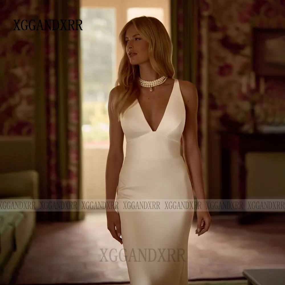 Customized V Neck Mermaid Wedding Dress 2026 Sheath Beach Bridal Dresses Back See Through Party Gown Woman Vestidos De Novia