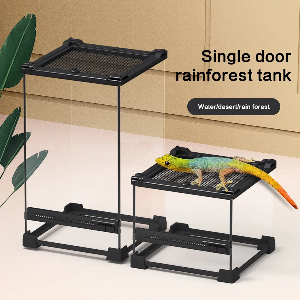 

Amphibious Climbing Pet Breeding Box Ecological Landscape Tempered Glass Single Door Rainforest Tank Lizard Turtle Breeding Box