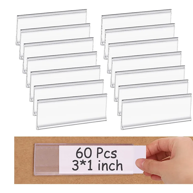 

20pcs Transparent Adhesive Clips For Shelf Price Tags Office Document Classification Pvc Material Library Accessories Storage