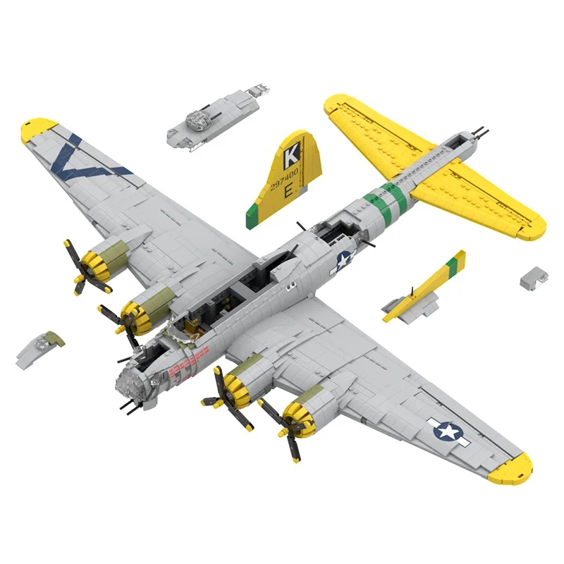 MOC WW2 Heavy Military Fighter B-17G FLYING FORTRESS Strategic Bomber DIY Building Block Assembly Model Creative Kids Brick Toys