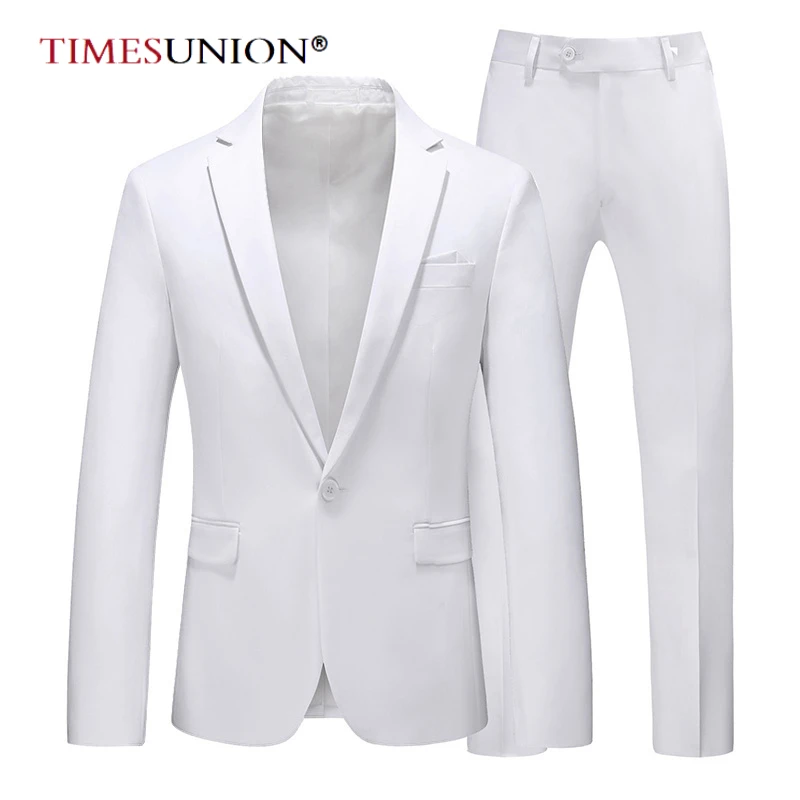 Men Suits Set Wedding Jacket and Pant Candy Colors Slim Fit Formal Business Work Stage Tuxedo Groomsman White Suit for Men