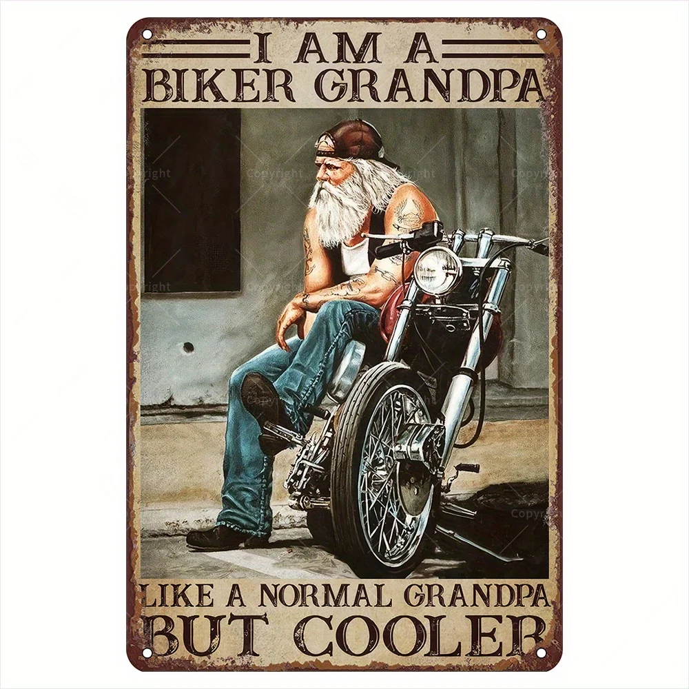 Motorcyclist Grandpa Vintage iron Logo - Classic poster for motorcycle enthusiasts with wall decoration, garage or Men's cave, i