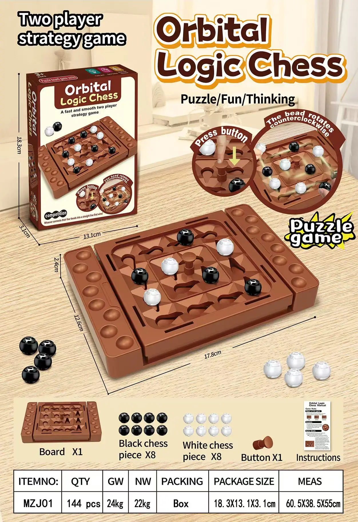 Orbital Logic Chess,One-Click Rotating Track,2 Player Strategy Board Game,Boosts Logic Thinking,Family Interactive Toy Kids Gift view 6
