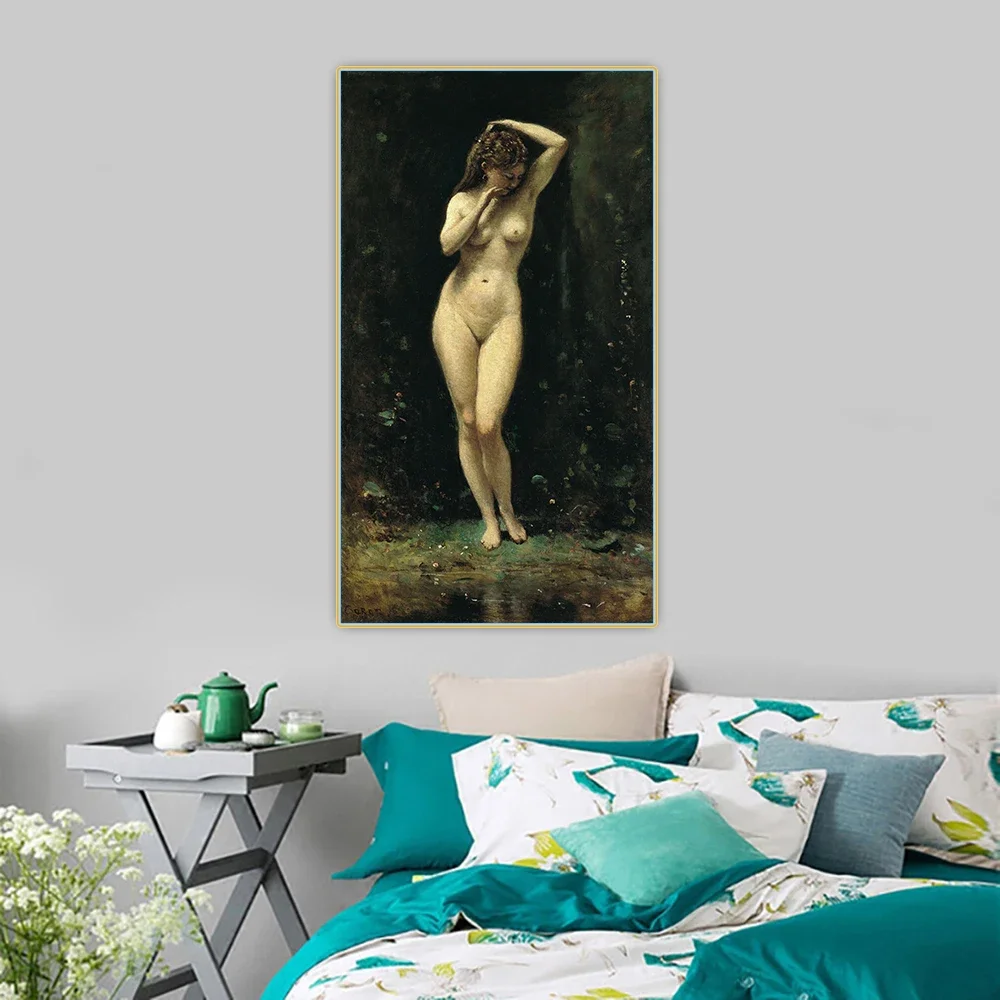 Jean Baptiste Camille Corot《Diana Bathing（A Fountain）》Canvas Oil painting Art Poster Picture Wall Decor Home Decoration
