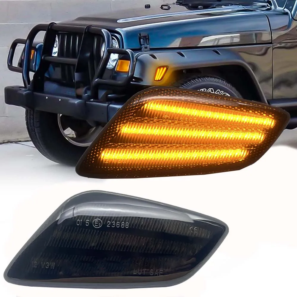 

2pcs Led Fender Bumper Side Marker Lights Turn Signal Lamps Kit for 1997 1998 1999-2006 Wrangler TJ 55155629AC,55155628A