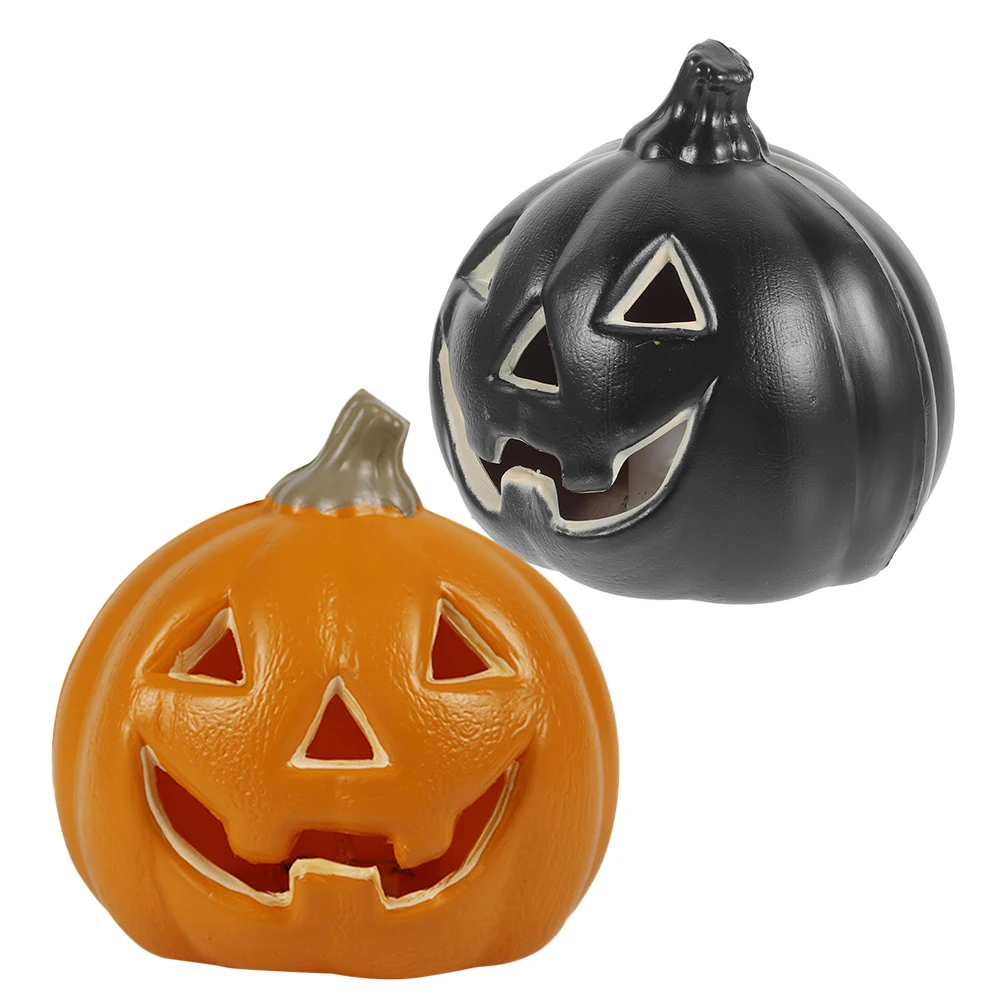 

2Pcs Halloween Pumpkin Lights Night Lamp Orange Black Plastic Decor Indoor Outdoor Home Thanksgiving Table Decorations