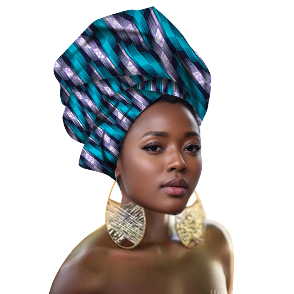 Multi-color Hair Accessory Headband Bazin Head Wrap Tie Scarf High Quality African Hair Head Scarf Gele & Ipele BRW02