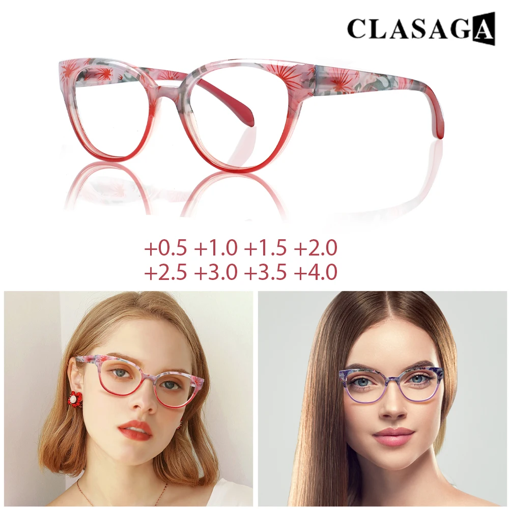 

Women's Reading Glasses HD Square Presbyopia Glasses Fashion Print Pattern Diopter +0~+6.0