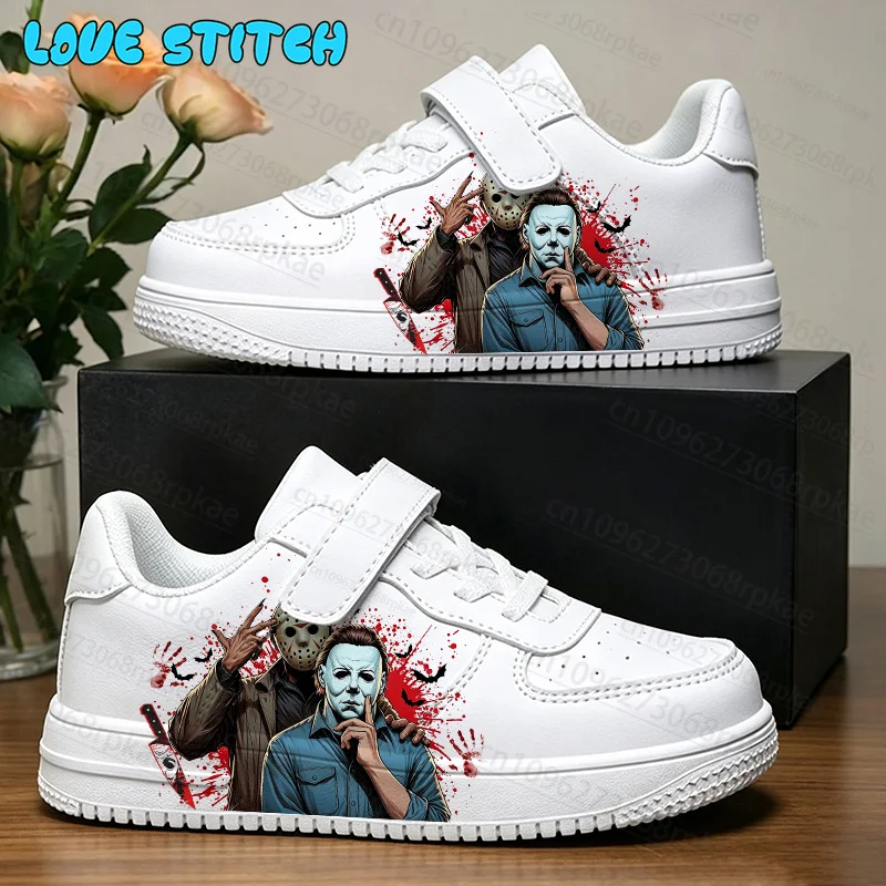 Halloween Michael Myers Scary Horror Themed Children Shoes Black Pattern Boys Girls Campus Activities Sports Shoes