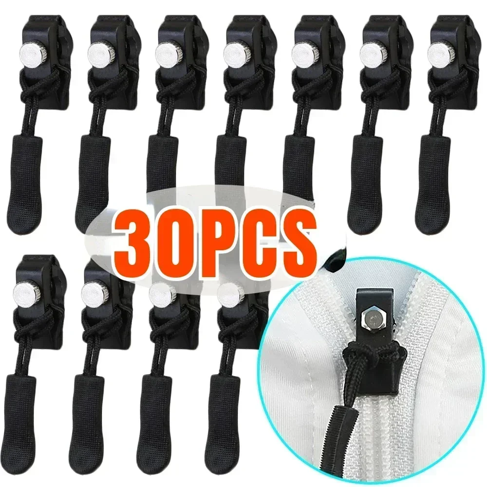 Kit de réparation de fermeture éclair, 30/1 pièces, tête de fermeture éclair détachable instantanée rapide, traction coulissante de remplacement pour veste, sacs, manteau universel