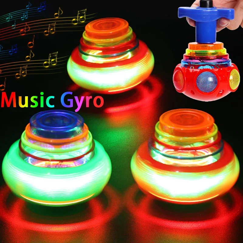 

Music Spinning Gyro Kids Colorful LED Light Bagged Goodie Filler Toy Children Luminous Flashing Round Ball Favor Party Gifts