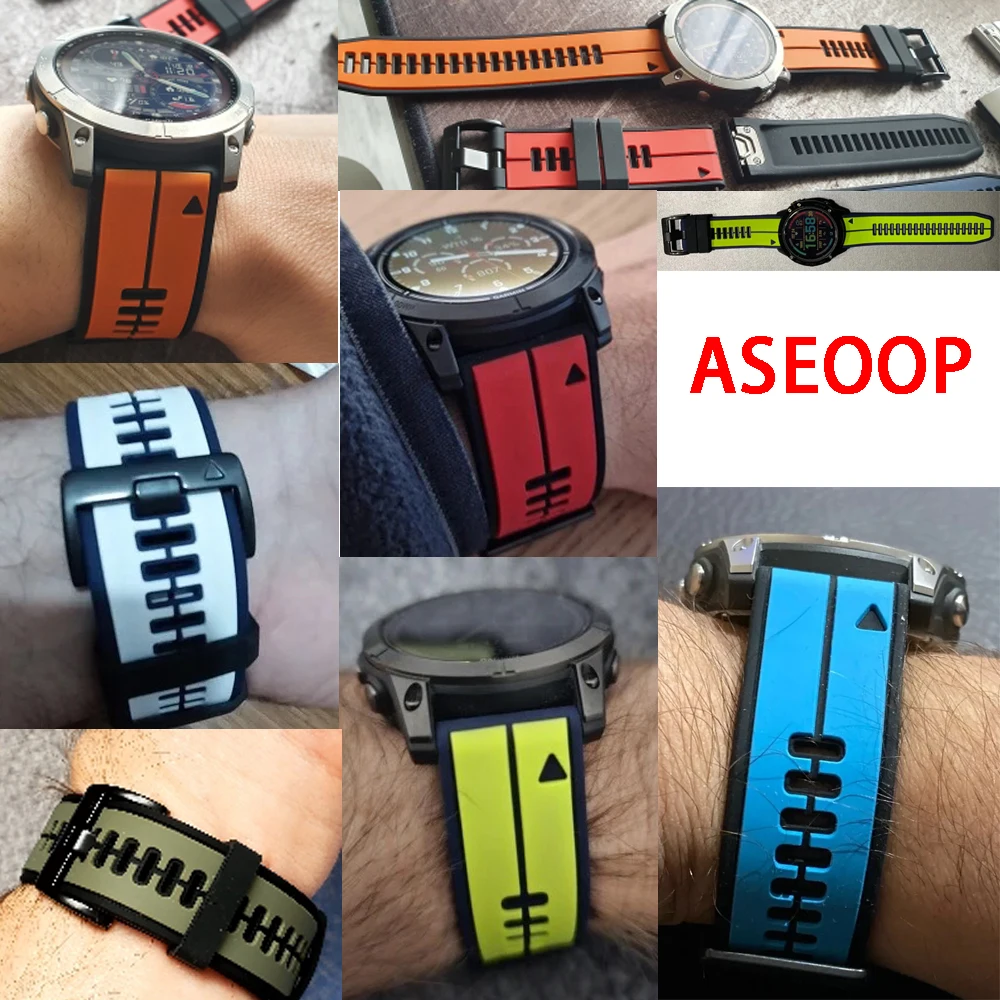 กีฬาซิลิโคน Quickfit สําหรับนาฬิกา Garmin Fenix 8 47 มม.51 มม./Fenix E/Fenix 7 7X Solar 6 6X Pro 5 5X Plus Quick Release Strap