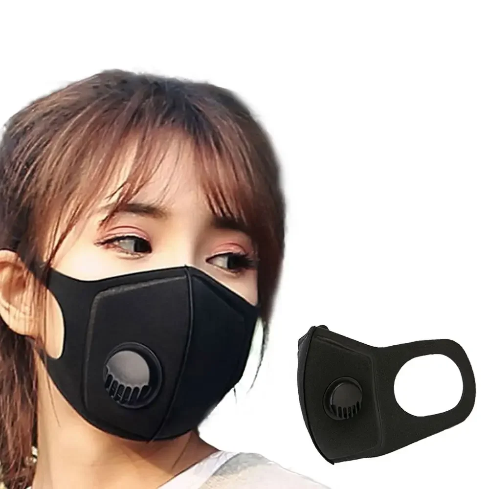 Masque anti-poussière en éponge noire PM2.5, filtre buccal, respirant, lavable, réutilisable, pour la vaccination, 1 pièce