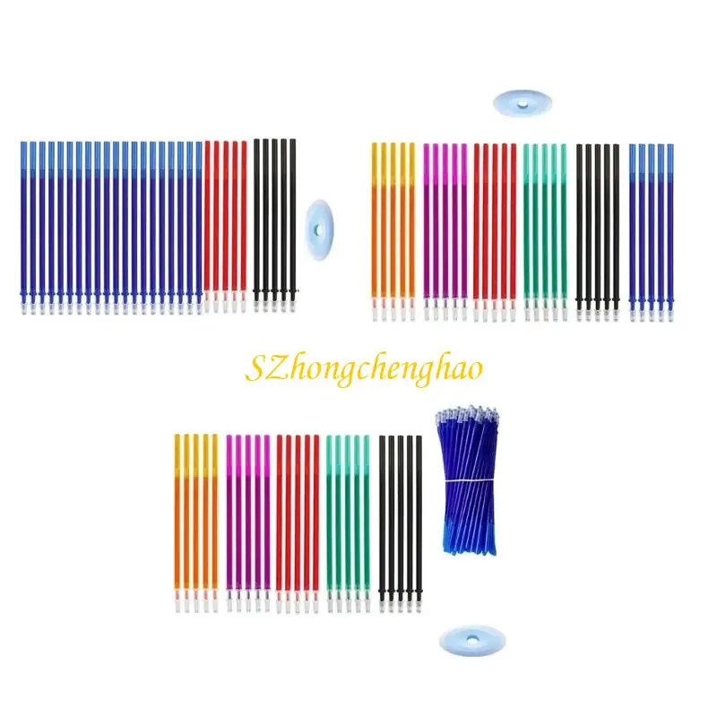 

30/45Pcs Erasable Pen Refills Assorted Color Erasable Gel Refills 0.5mm Fine Tip 601D