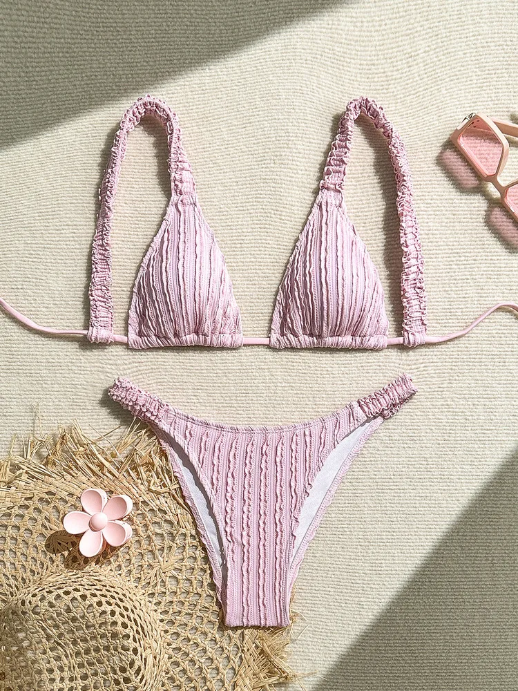 New Arrival 2026 Women's Solid Color Sexy Bikini Set Female Summer Swimsuit Beach Vacation