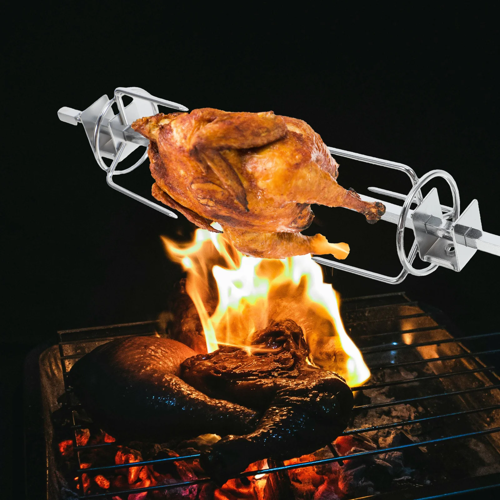 

28Cm Stainless Steel Rotating Roasting Rack for Turkey Oven Rotisserie Grill Cage Bbq Kebab Meat Maker Air Fryer Kitchen