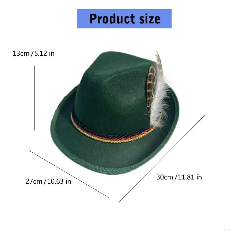 B95F Il costume da Oktoberfest per adulti include sciarpa con cappello piumato e occhiali con montatura a cuore per e a