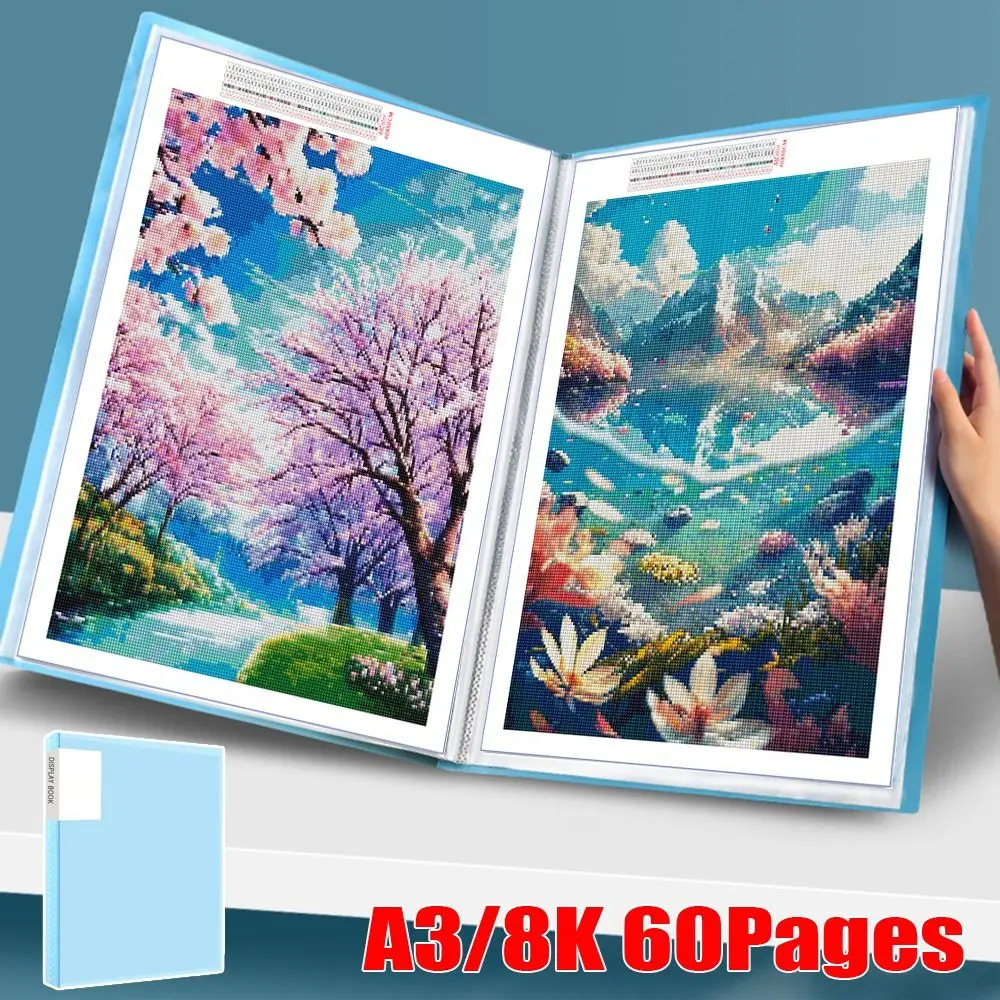 Diamond Painting Painting Storage Book Clear Pockets A3/8K Photo Album Folder Stationery Tool Data Organizer