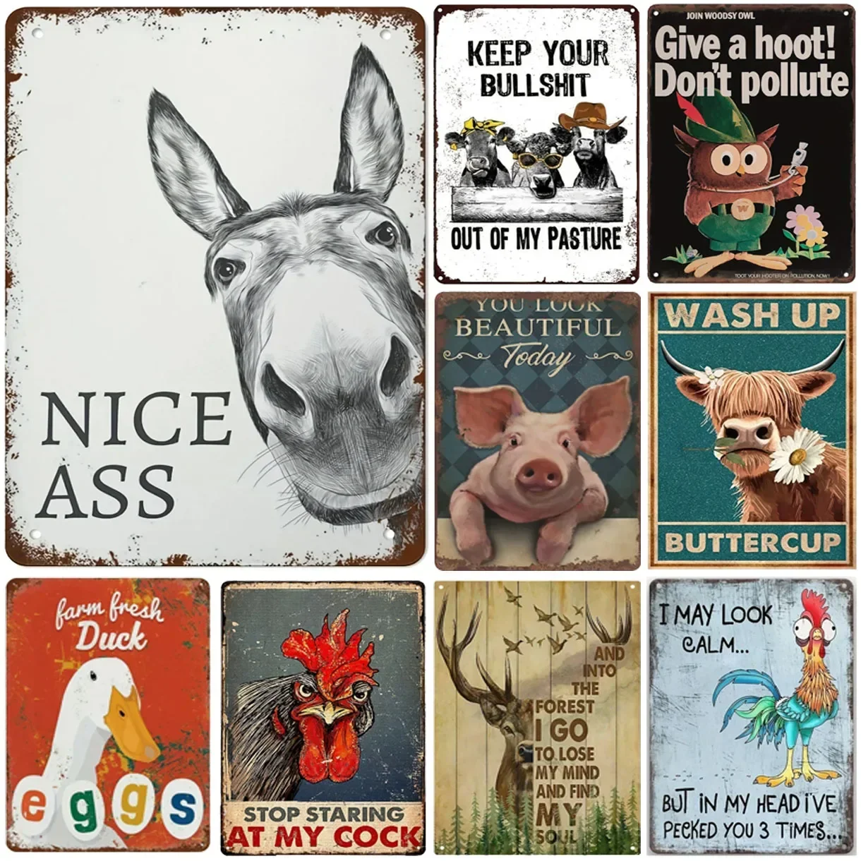Nice Ass Metal Tin Signs Warning Wall Decoration Plaque Vintage Art Poster Iron Painting for Man Cave Home Cafe Garden Club Bar